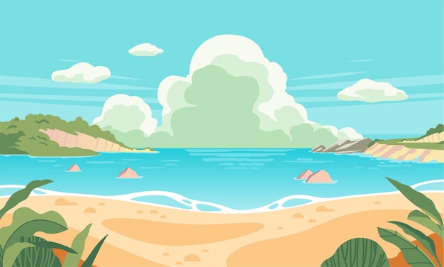 Ilustração de paisagem de praia no verão