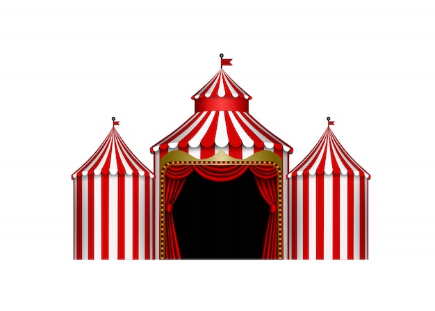 Ilustração de palco de circo branco e vermelho