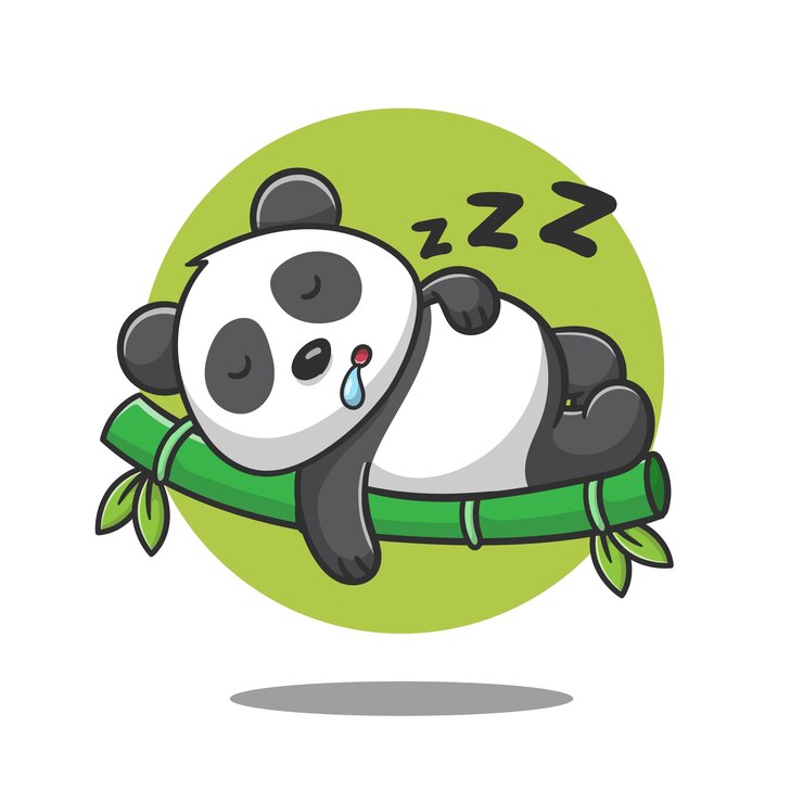 Vetor ilustração de panda bonito dos desenhos animados dormir em bambu, desenho vetorial.