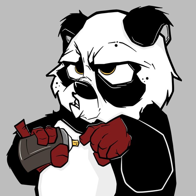 Ilustração de panda com lata de spray