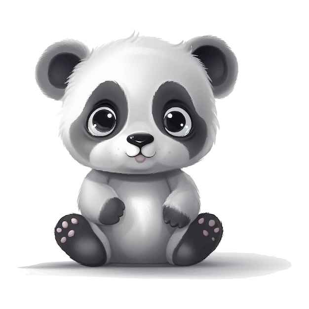 Vetor ilustração de panda de desenho animado desenhada à mão isolada no fundo branco