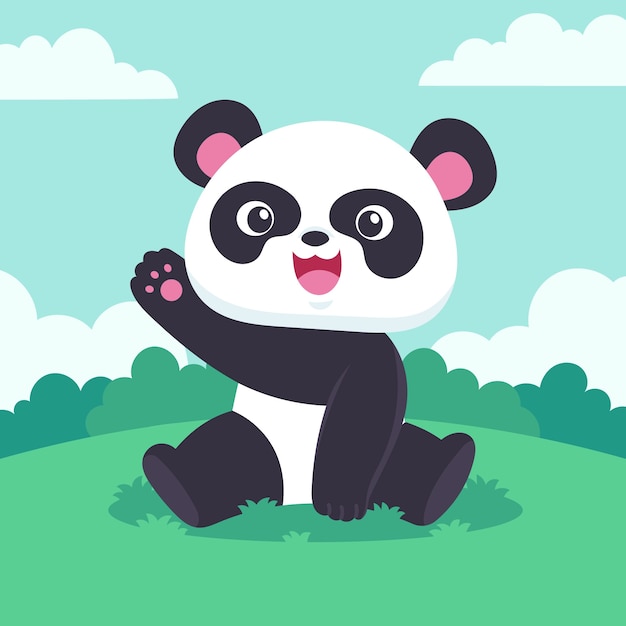 Ilustração de panda desenhada à mão