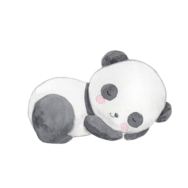 Ilustração de panda dormindo em aquarela para crianças