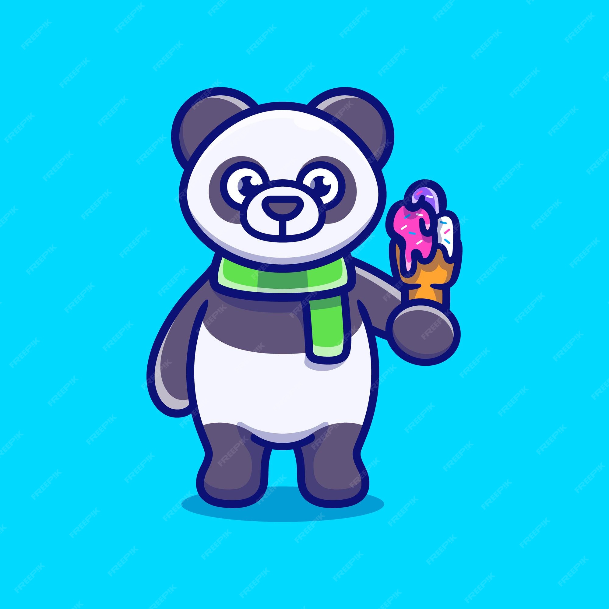 Panda com ilustração de desenho de sorvete