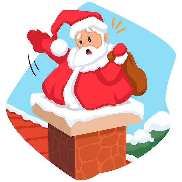 Ilustração de Papai Noel com presentes de férias de Natal