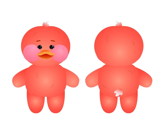 Vetor ilustração de papel de boneca de brinquedo macio de pato bebê vermelho lalafanfan