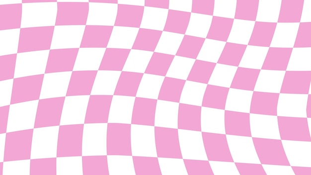 Ilustração de papel de parede de xadrez distorcido rosa e branco estético perfeito para banner de fundo de papel de parede de pano de fundo