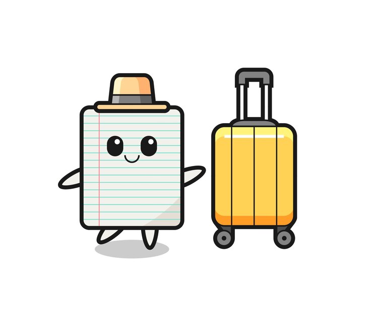 Vetor ilustração de papel dos desenhos animados com bagagem de férias