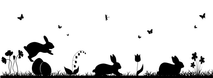 Vetor ilustração de páscoa com coelho e grama e ovos fundo de páscoa com coelho e ovos de páscoa silhueta gráficos vetoriais