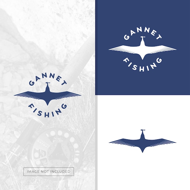 Vetor ilustração de pássaro gannet para logotipo de pesca com mosca