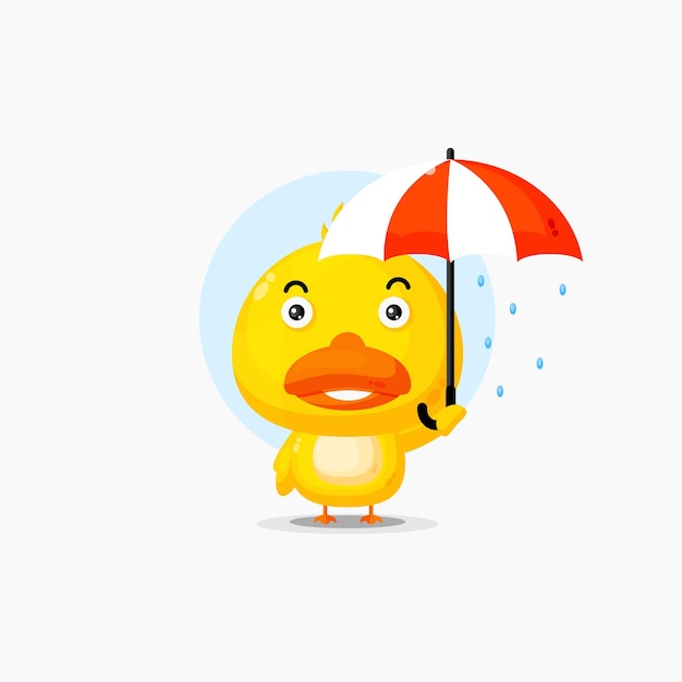 Ilustração de pato fofo com guarda-chuva