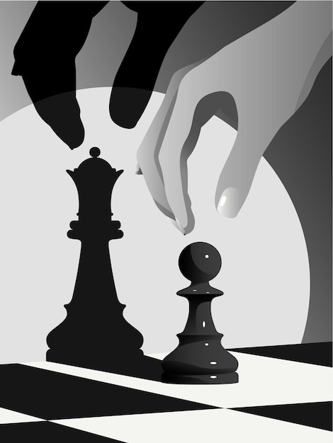 Ilustração de peão e rei de xadrez