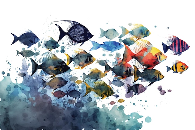 Ilustração de peixe aquarela