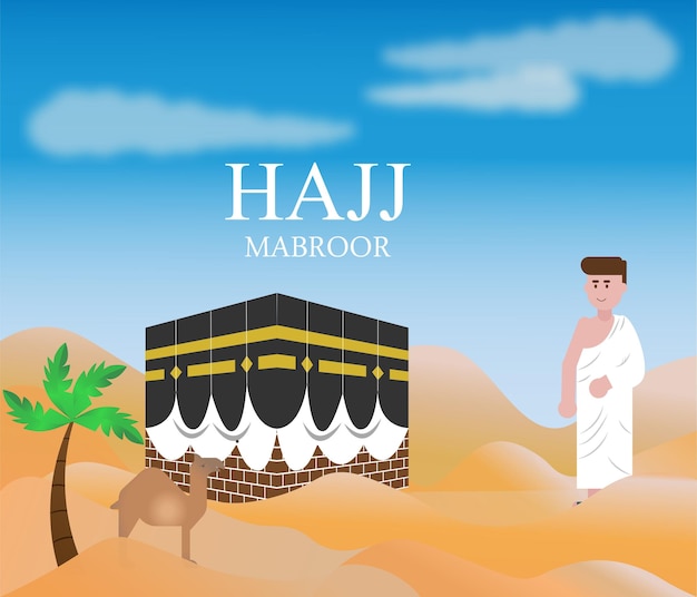 Vetor ilustração de peregrinação vetorial ou hajj mabroor para o mês de eid al adha