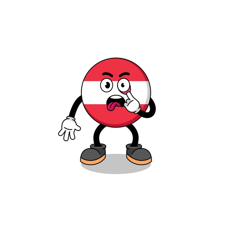 Vetor ilustração de personagem da bandeira da áustria com a língua saindo do design de personagens