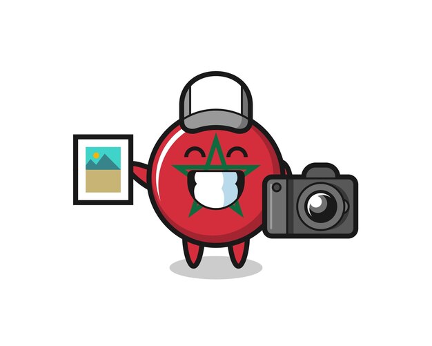 Vetor ilustração de personagem da bandeira de marrocos como fotógrafo