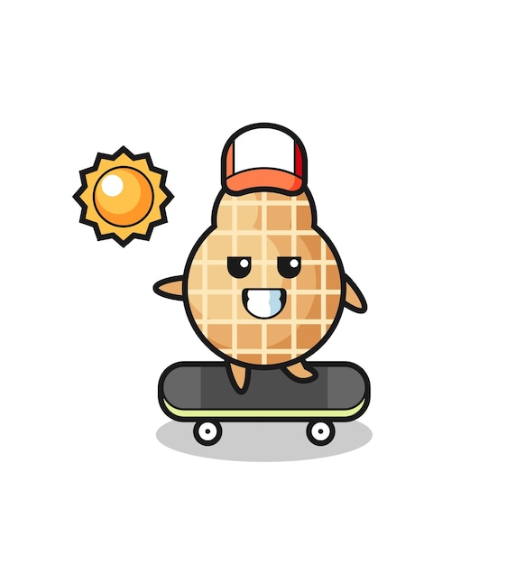 Ilustração de personagem de amendoim andar de skate