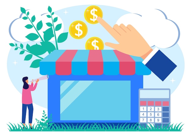 Ilustração de personagem de desenho vetorial gráfico de assistência empresarial
