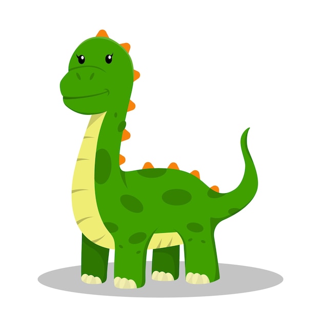 Ilustração de personagem de design de dinossauro verde fofo