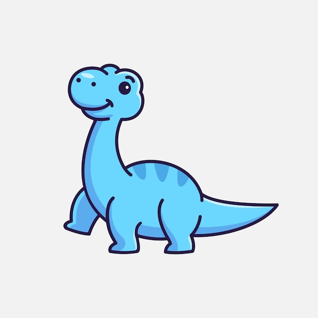 Ilustração de personagem de dinossauro de desenho animado de brontossauro bebê fofo isolada