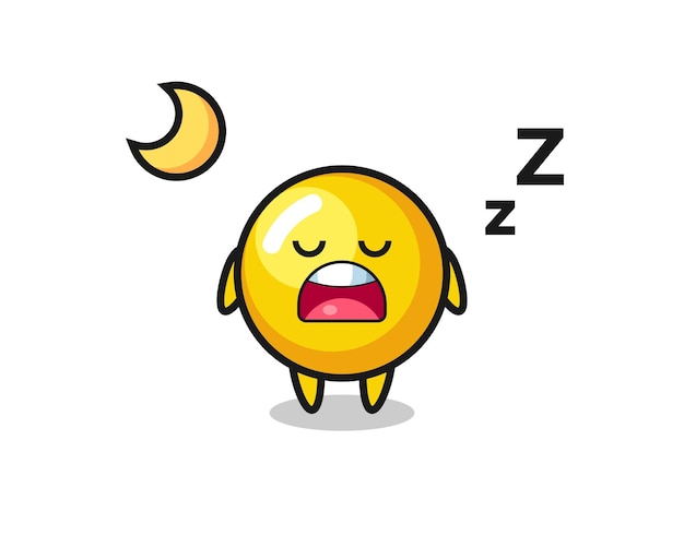 Vetor ilustração de personagem de gema de ovo dormindo à noite