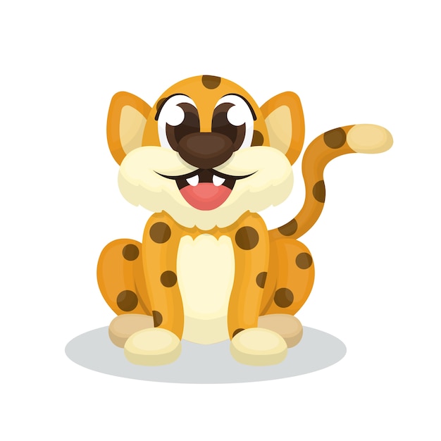 Ilustração de personagem de leopardo bonito com estilo cartoon