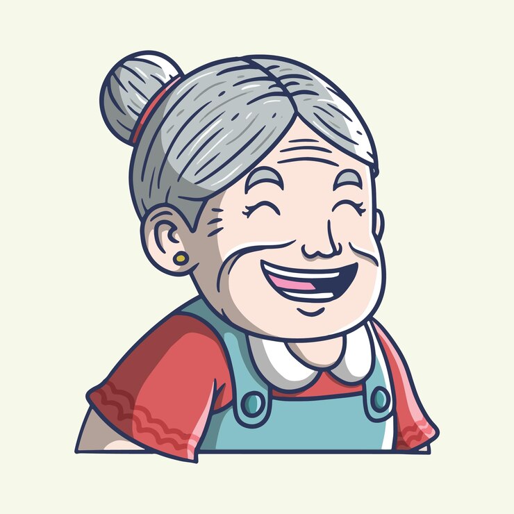 Vetor ilustração de personagem de mascote de desenho animado de avó cozinhando ou avó