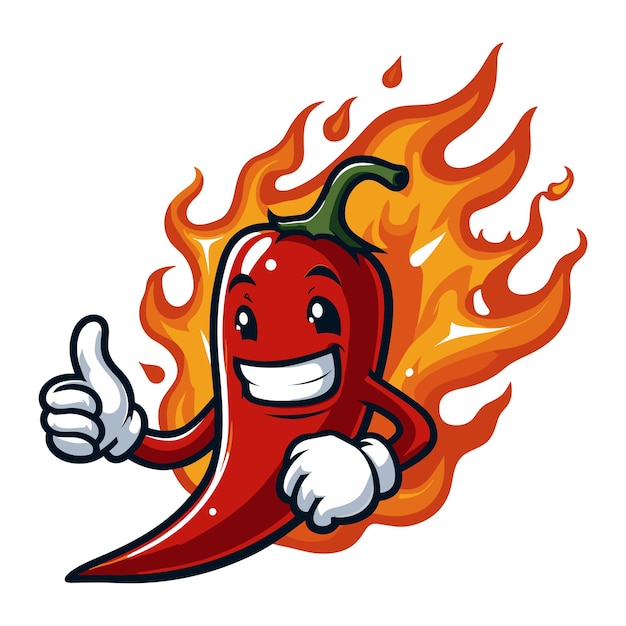Vetor ilustração de personagem de mascote de pimenta quente em fundo branco