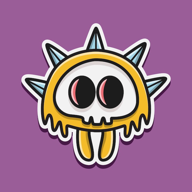 Ilustração de personagem de monstro kawaii doodle