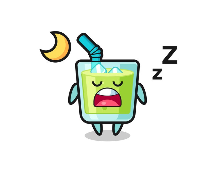 Vetor ilustração de personagem de suco de melão dormindo à noite, design de estilo fofo para camiseta, adesivo, elemento de logotipo