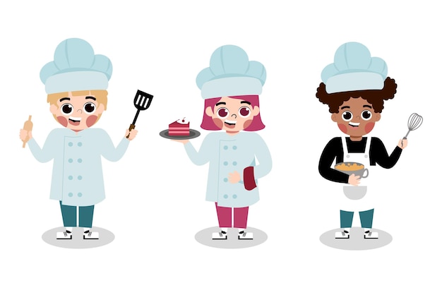 Vetor ilustração de personagem de trabalho dos sonhos de chef infantil