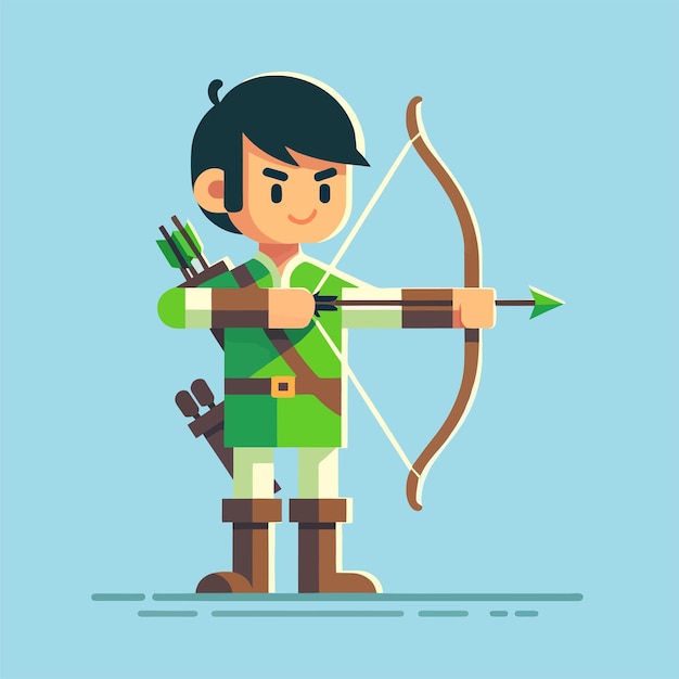 ilustração de personagem de um jovem arqueiro