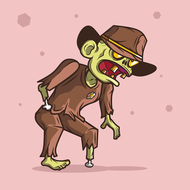 Vetor ilustração de personagem de zumbi morto-vivo agricultor