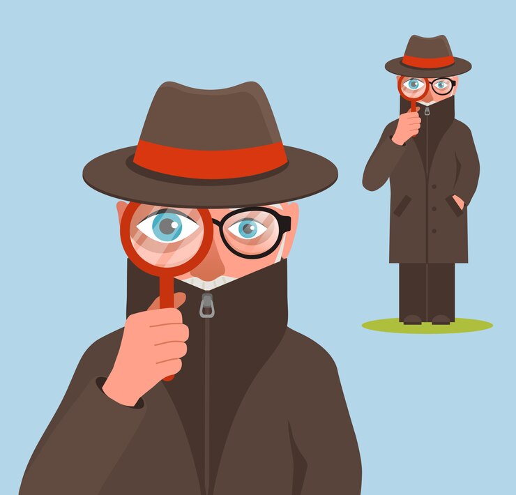 Vetor ilustração de personagem detetive engraçado