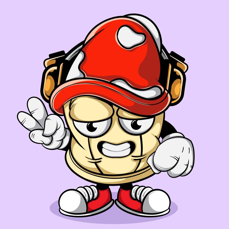 Vetor ilustração de personagem doodle de cogumelo