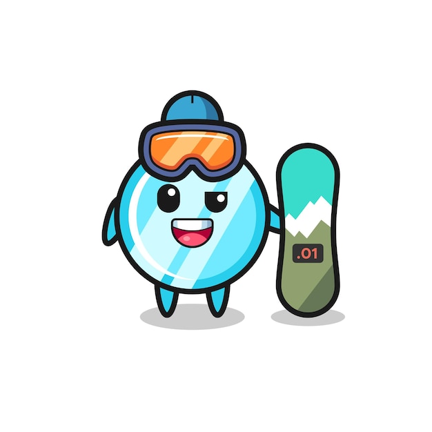 Ilustração de personagem espelho com estilo de snowboard