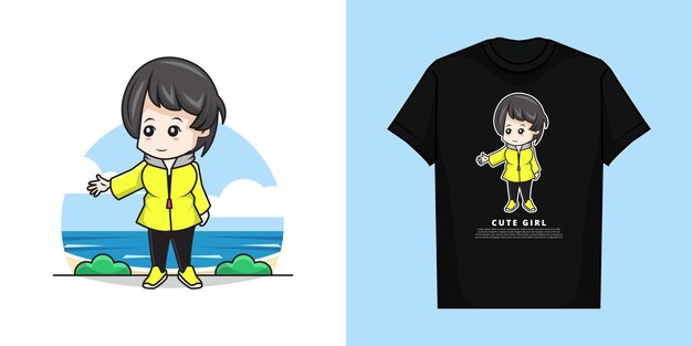 Ilustração de personagem fofa com design de camiseta