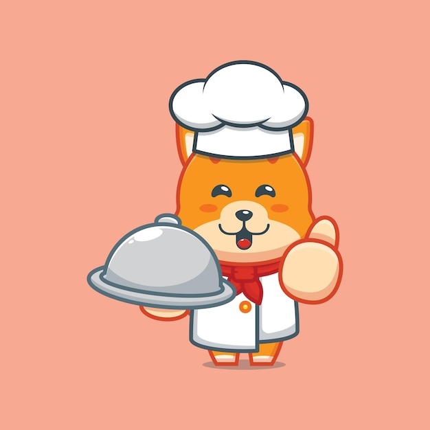 Ilustração de personagem gato chef fofo