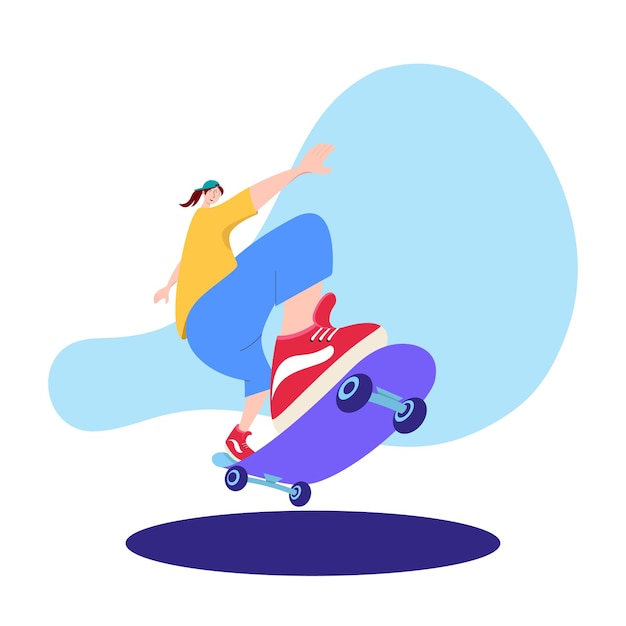 Vetor ilustração de personagem plana moderna da skater girl