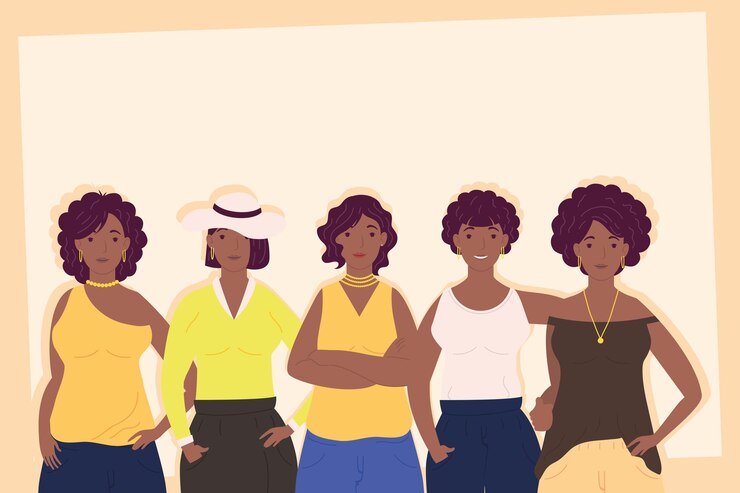 Vetor ilustração de personagens de avatares de garotas afro