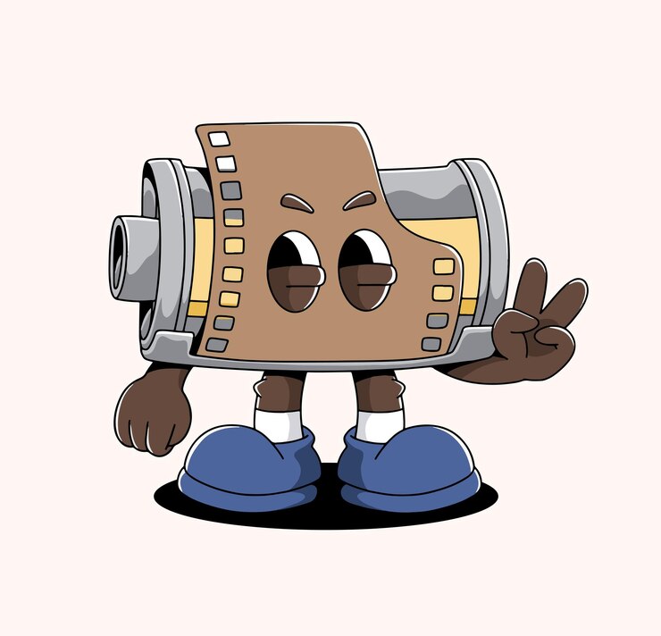 Vetor ilustração de personagens de mascotes de câmera velha.
