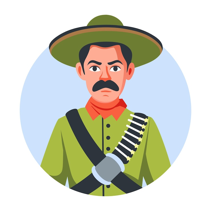 Vetor ilustração de personagens de soldados mexicanos em estilo plano