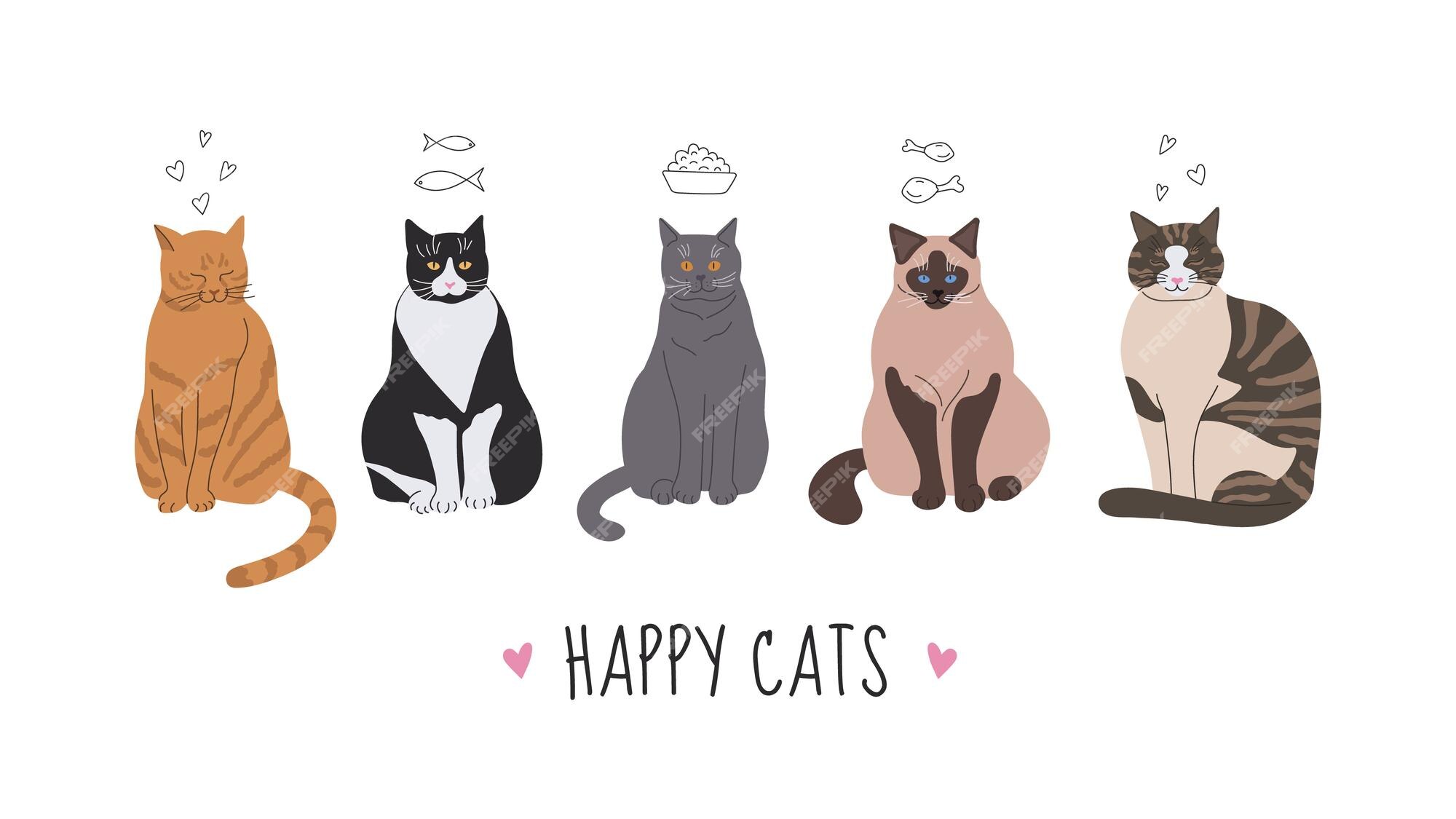 ilustração dos desenhos animados de gatos fofos e personagens de gatinhos.  conjunto de gatos fofos, coleção