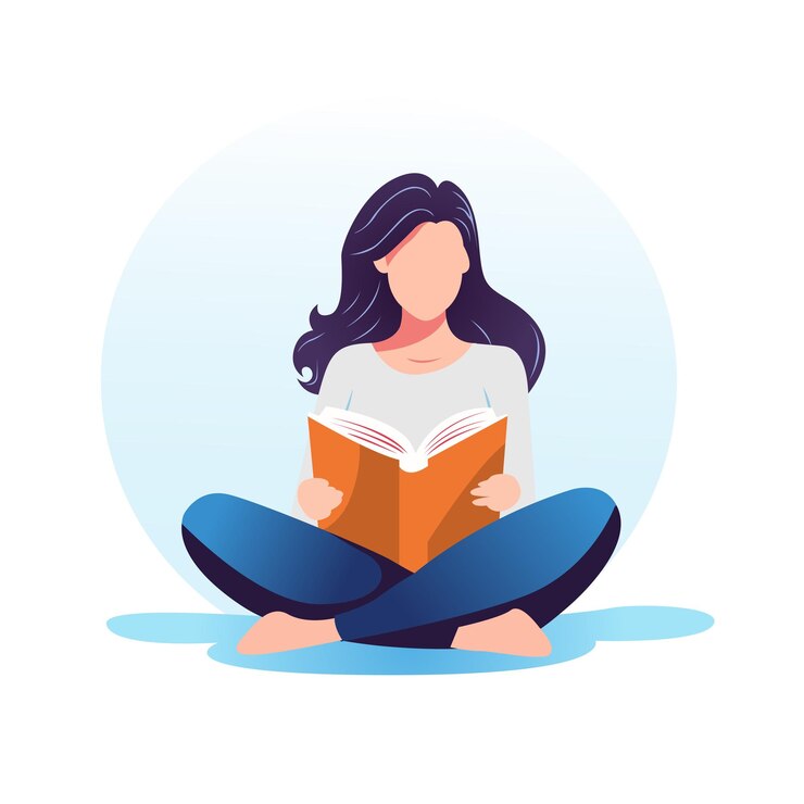 Vetor ilustração de personagens planos sobre a educação da leitura de livros para meninas