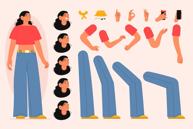 Ilustração de personagens planos