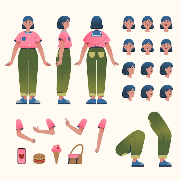 Ilustração de personagens planos