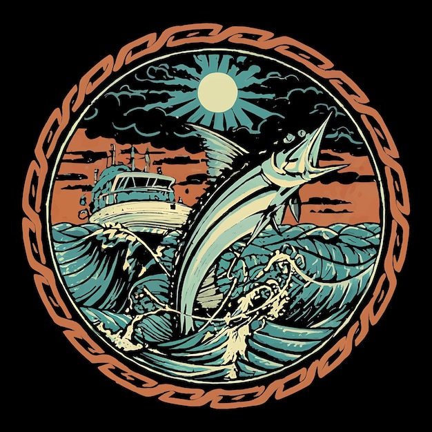 Vetor ilustração de pesca desenho de camiseta