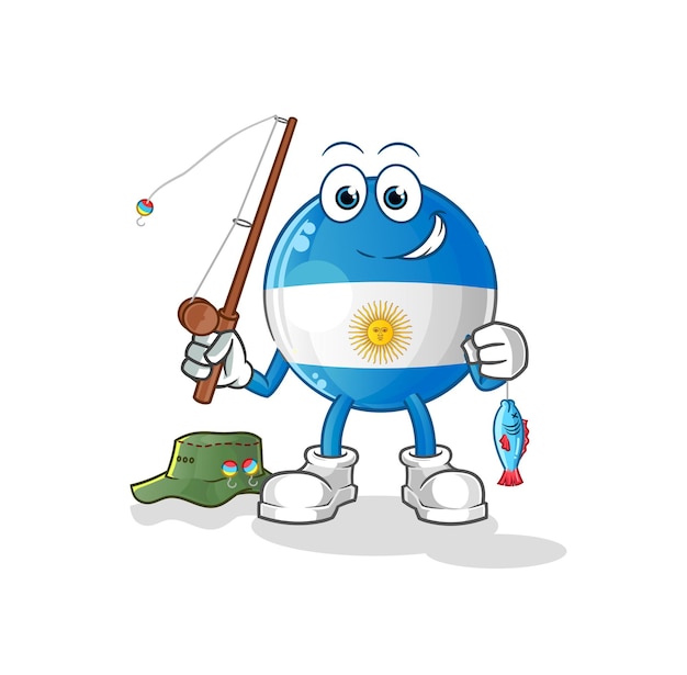 Ilustração de pescador de bandeira argentina. vetor de caracteres