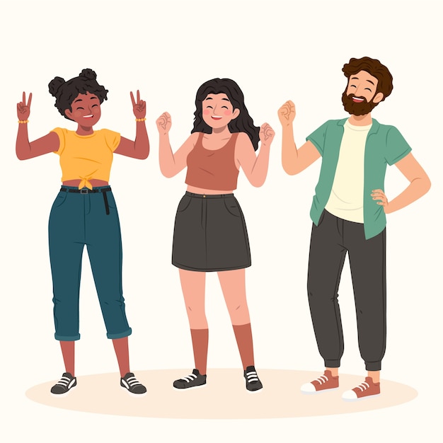 Ilustração de pessoas felizes desenhada à mão