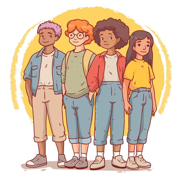 Vetor ilustração de pessoas internacionais desenhadas à mão